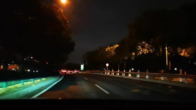 夜晚 车内 路灯 光影 桥洞 隧道