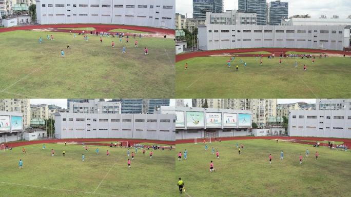 航拍 上海 学校操场 足球