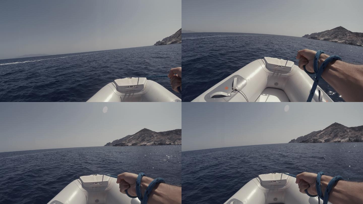 地中海暑假：POV乘坐充气船肋骨