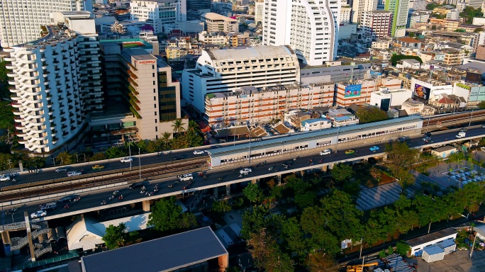 曼谷天空火车站。鸟瞰图固定