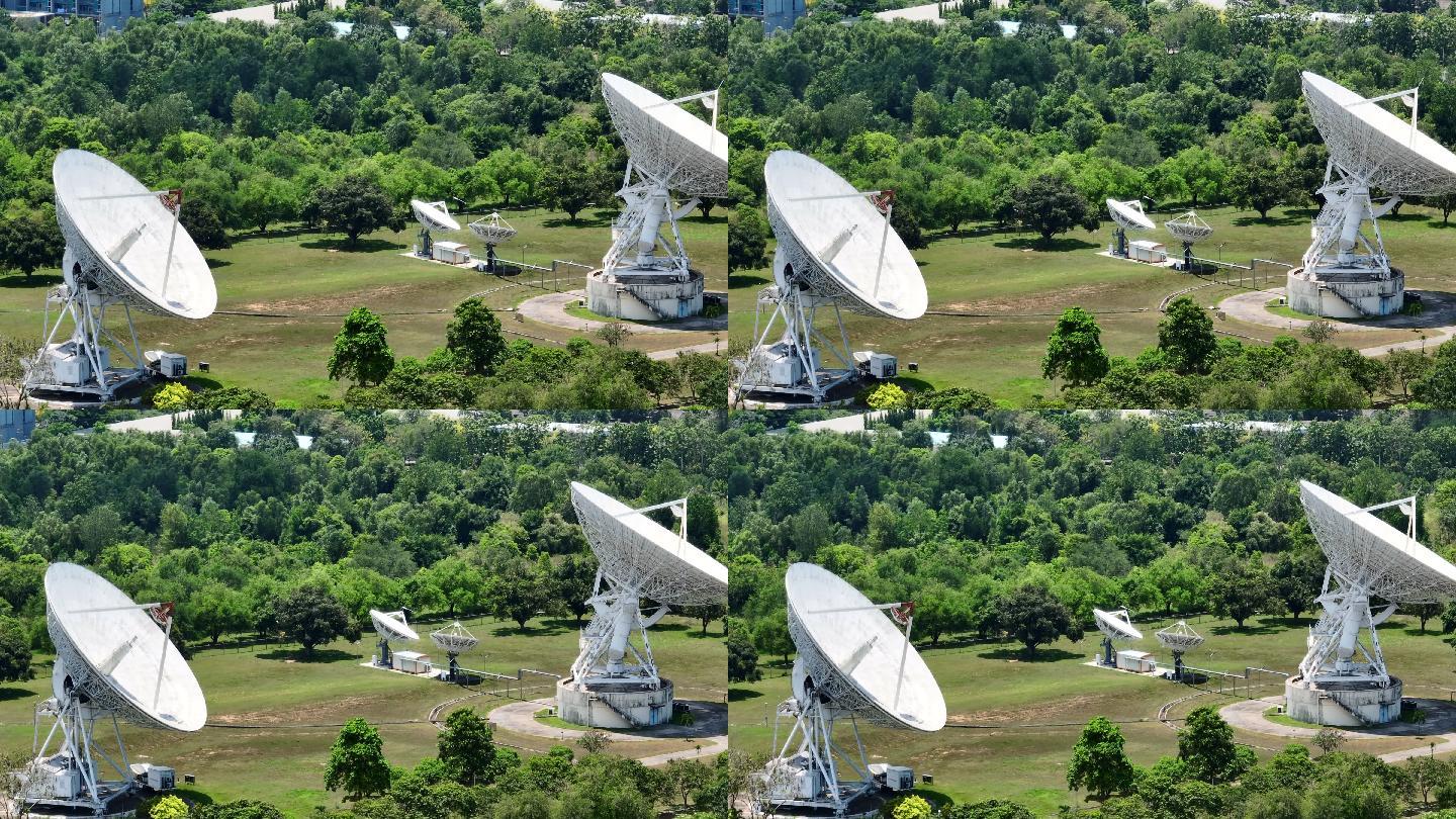 大型通信天线或射电望远镜卫星天线鸟瞰图