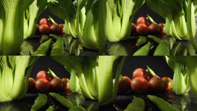 8k创意蔬菜西红柿豆角小油菜