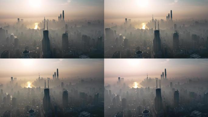上海梅雨季 城市灰片 上海雾霾 上海日出