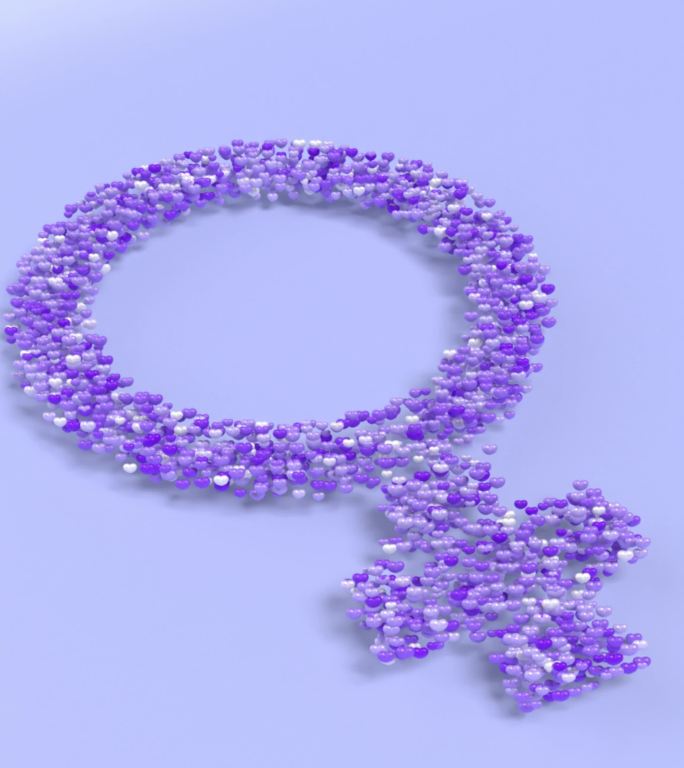 红心花以4K分辨率打造女性象征，以紫色庆祝3月8日国际妇女节