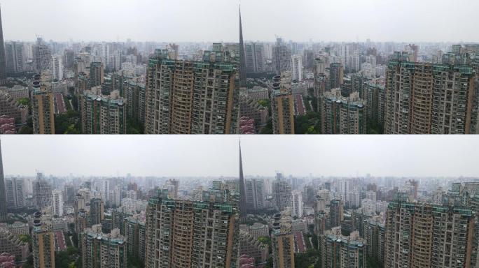 上海南京西路建设工地大楼4K航拍原素材
