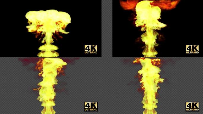 4K爆炸火焰蘑菇云通道素材