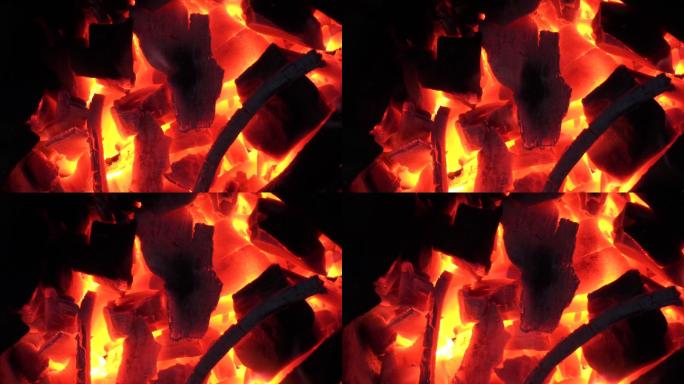 火煤特写图燃烧的木炭