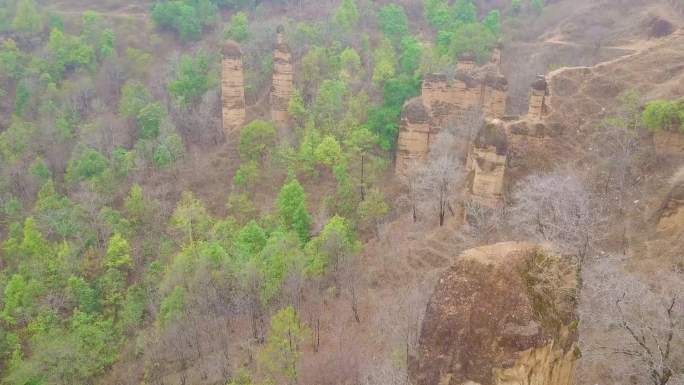 山间奇特景观航拍4k视频