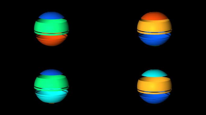 旋转的彩色条纹圆球