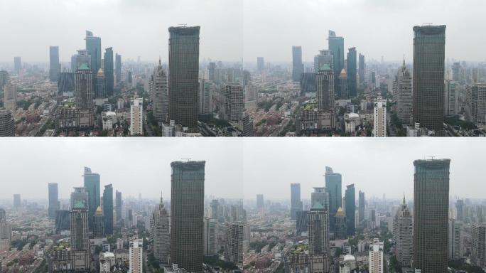 上海南京西路商区高楼大厦4K航拍原素材