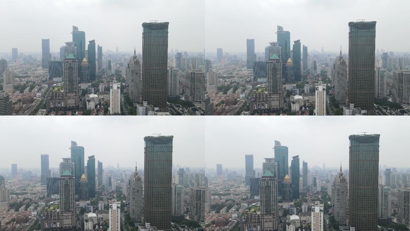 上海南京西路商区高楼大厦4K航拍原素材