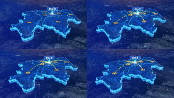 江苏镇江市辐射全市网络地图ae模板