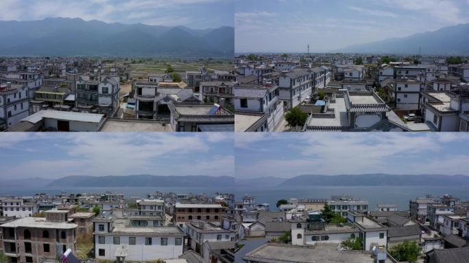 大理洱海海边风光的白族建筑航拍4k视频