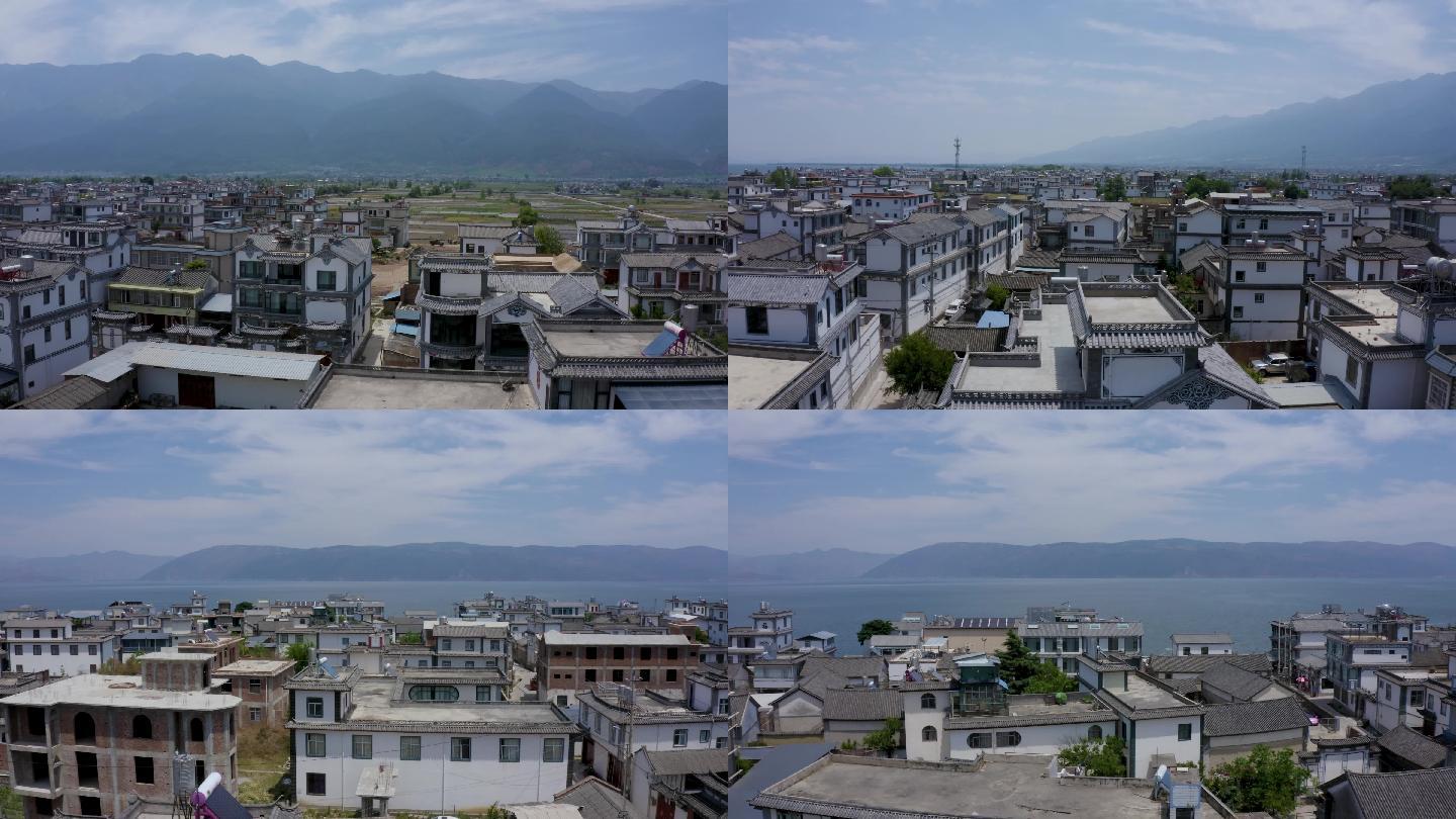 大理洱海海边风光的白族建筑航拍4k视频