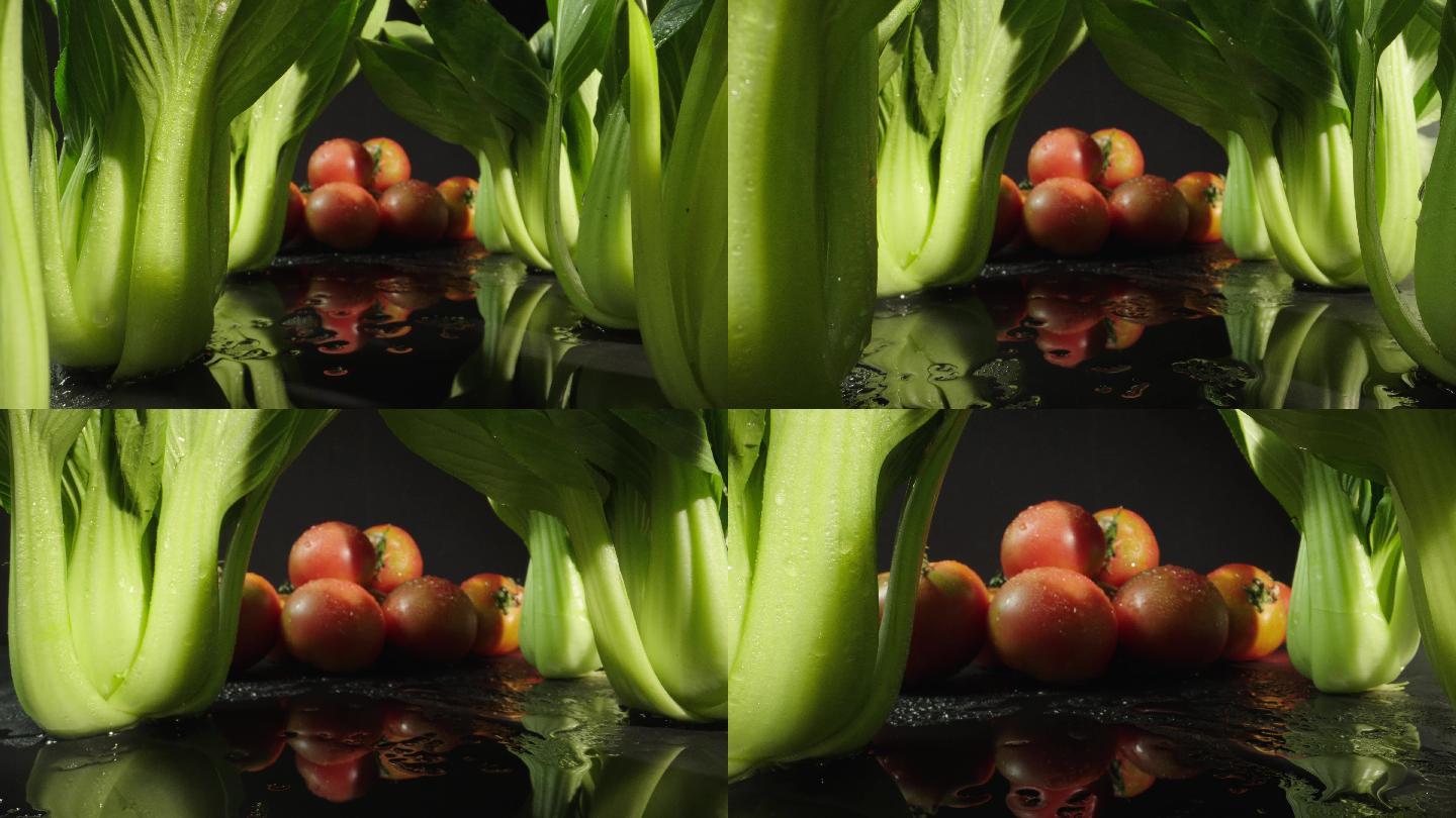 8k创意蔬菜西红柿小油菜