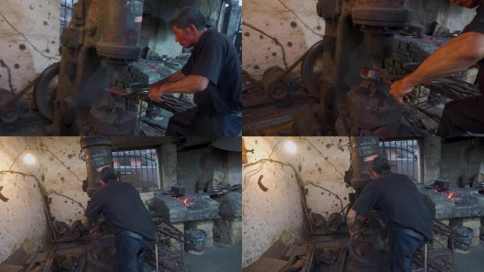 制铁传统工艺机器捶打铁工匠打铁