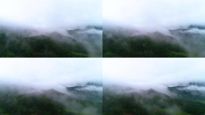 薄雾缭绕的山峰
