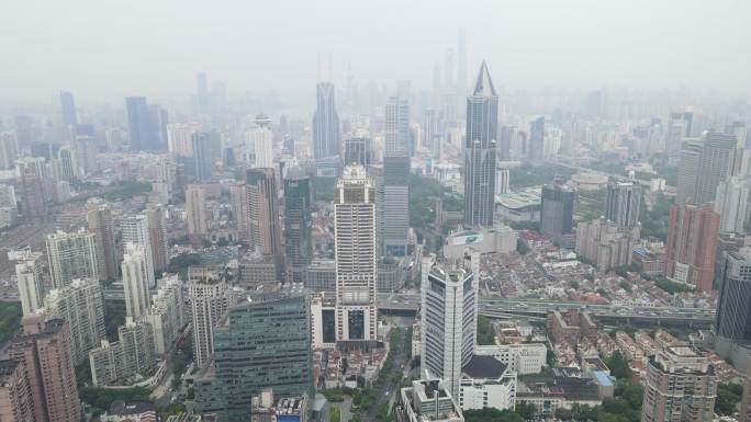 上海南京西路全景4K航拍原素材