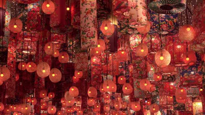 春节期间的中国灯笼。