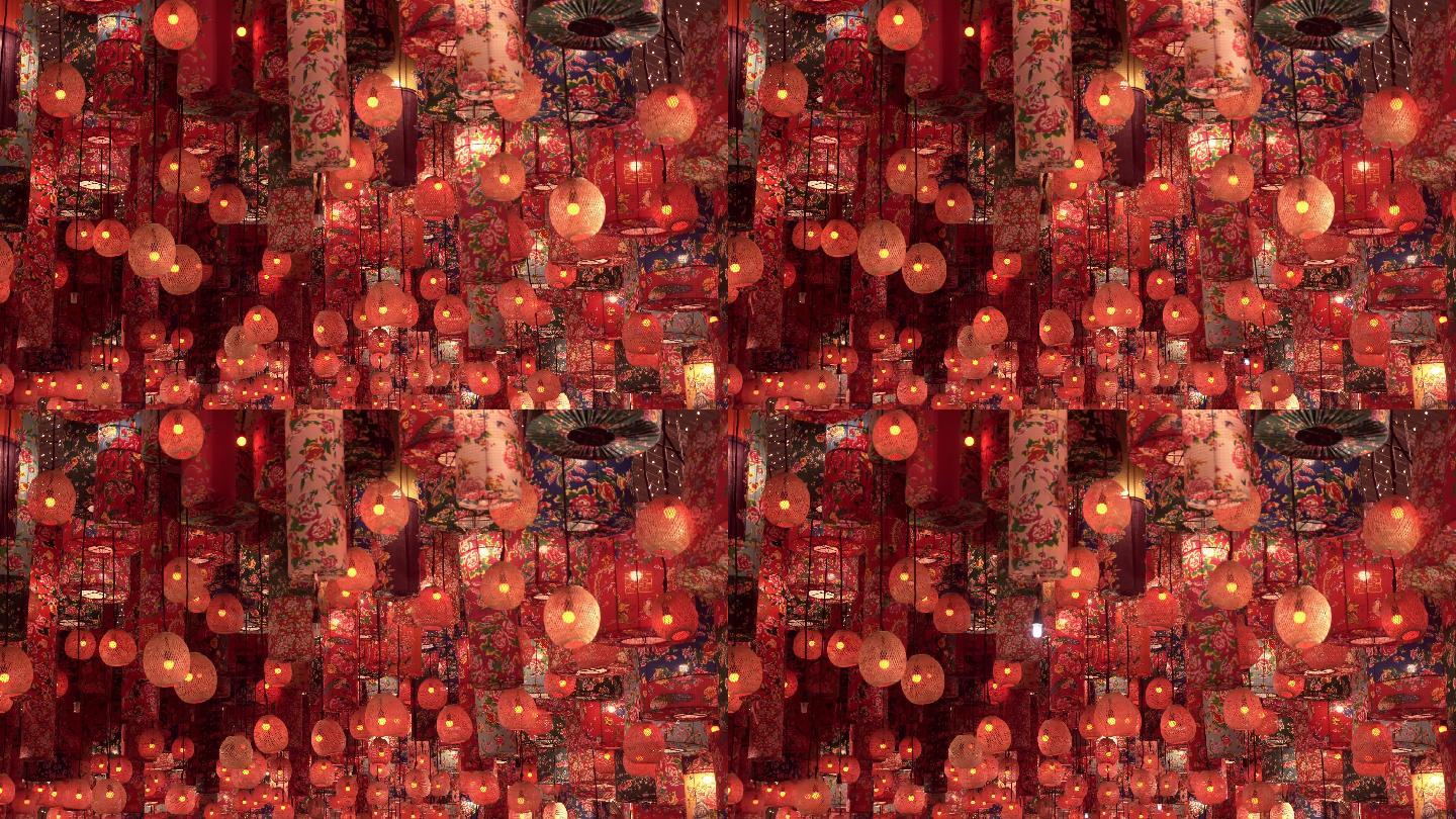 春节期间的中国灯笼。