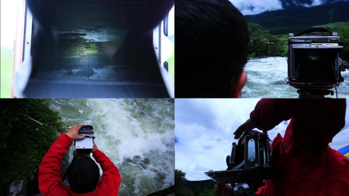 取景器 摄影师 秀美景色 湍急河流