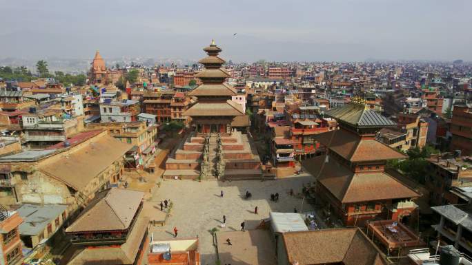 尼泊尔Bhaktapur Durbar广场鸟瞰图