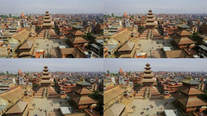 尼泊尔Bhaktapur Durbar广场鸟瞰图