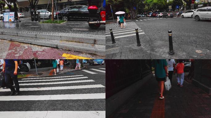 0008_D实拍城市下雨街道漫水大雨