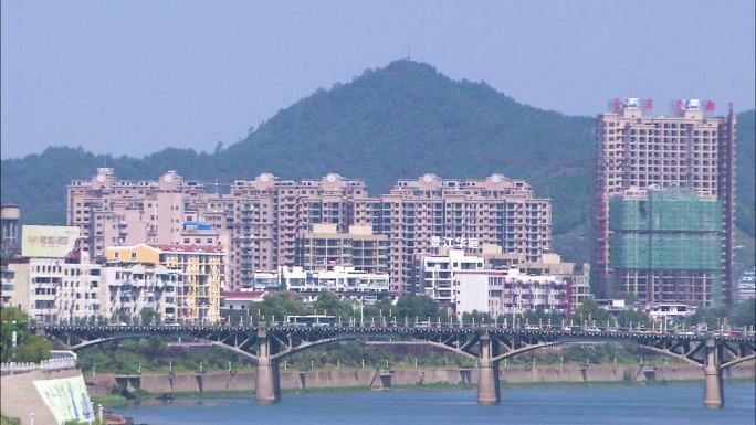 河流桥梁 现代都市 城市景观 都市天际线