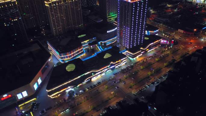扬州城市(邗江区)夜景航拍
