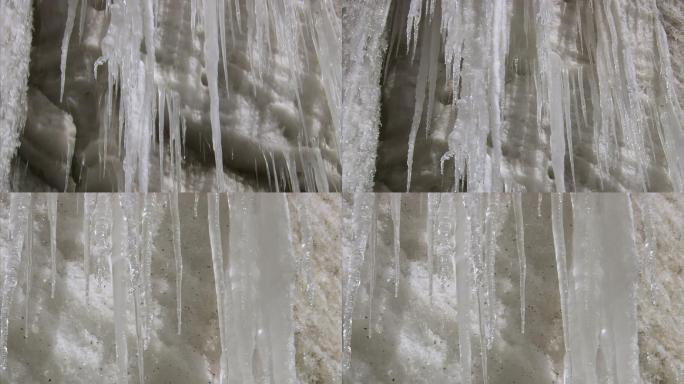 雪山冰凌 气候变暖 水滴滴下 生态保护