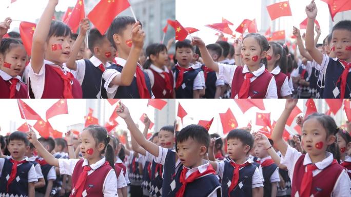 挥舞国旗的孩子 少年强则中国强