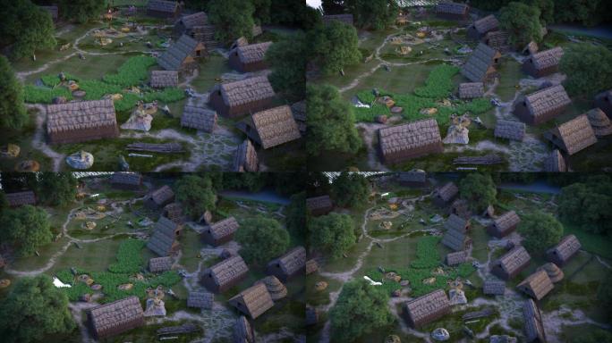 原始人村落俯视   原始人