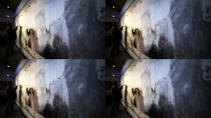 山水画 毛笔 笔墨纸砚