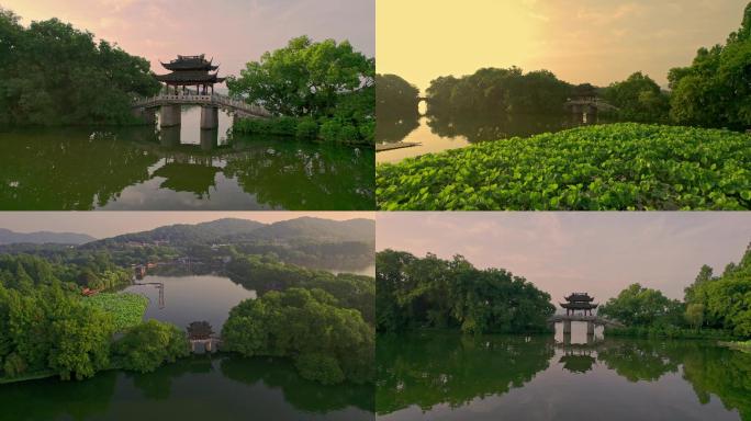 杭州西湖玉带桥航拍