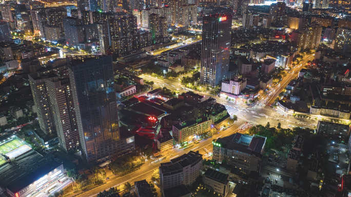 【5K】昆明火车北站十字路口夜景航拍延时