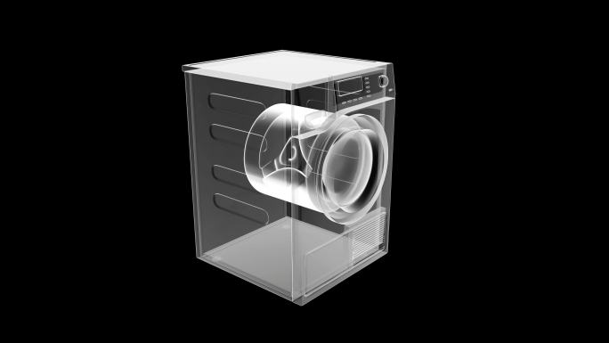 4K全息投影洗衣机三维素材动画带通道