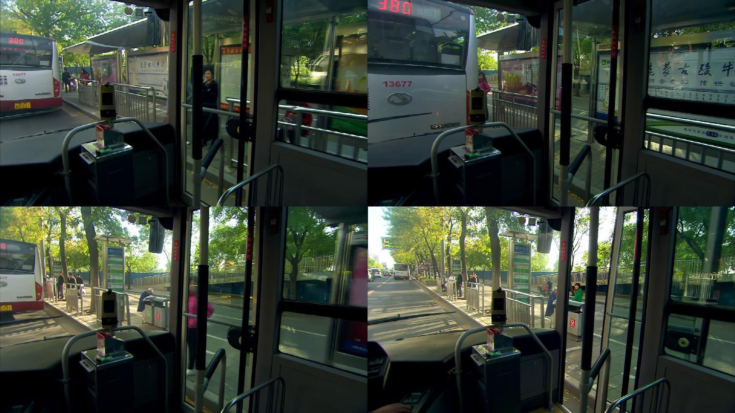 公交车 绿色出行  公交车行驶