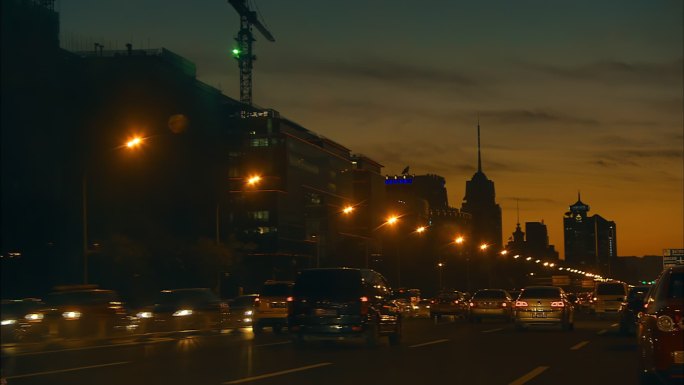 夕阳西下 傍晚街景 晚霞美景 现代都市