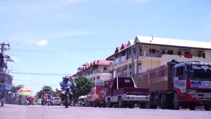 东南亚 街头 车流 柬埔寨 空镜