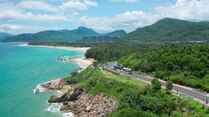 航拍海南万宁石梅湾海岸线美景