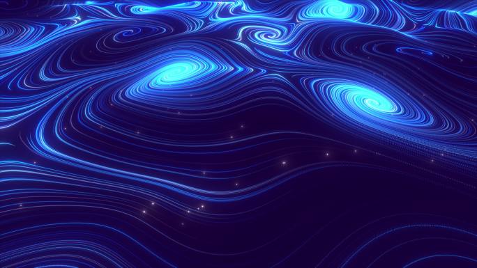 粒子漩涡抽象发光线条俯视流动行进