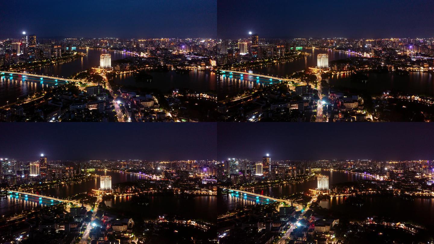 【4K超清】惠州环绕延时航拍惠城区夜景