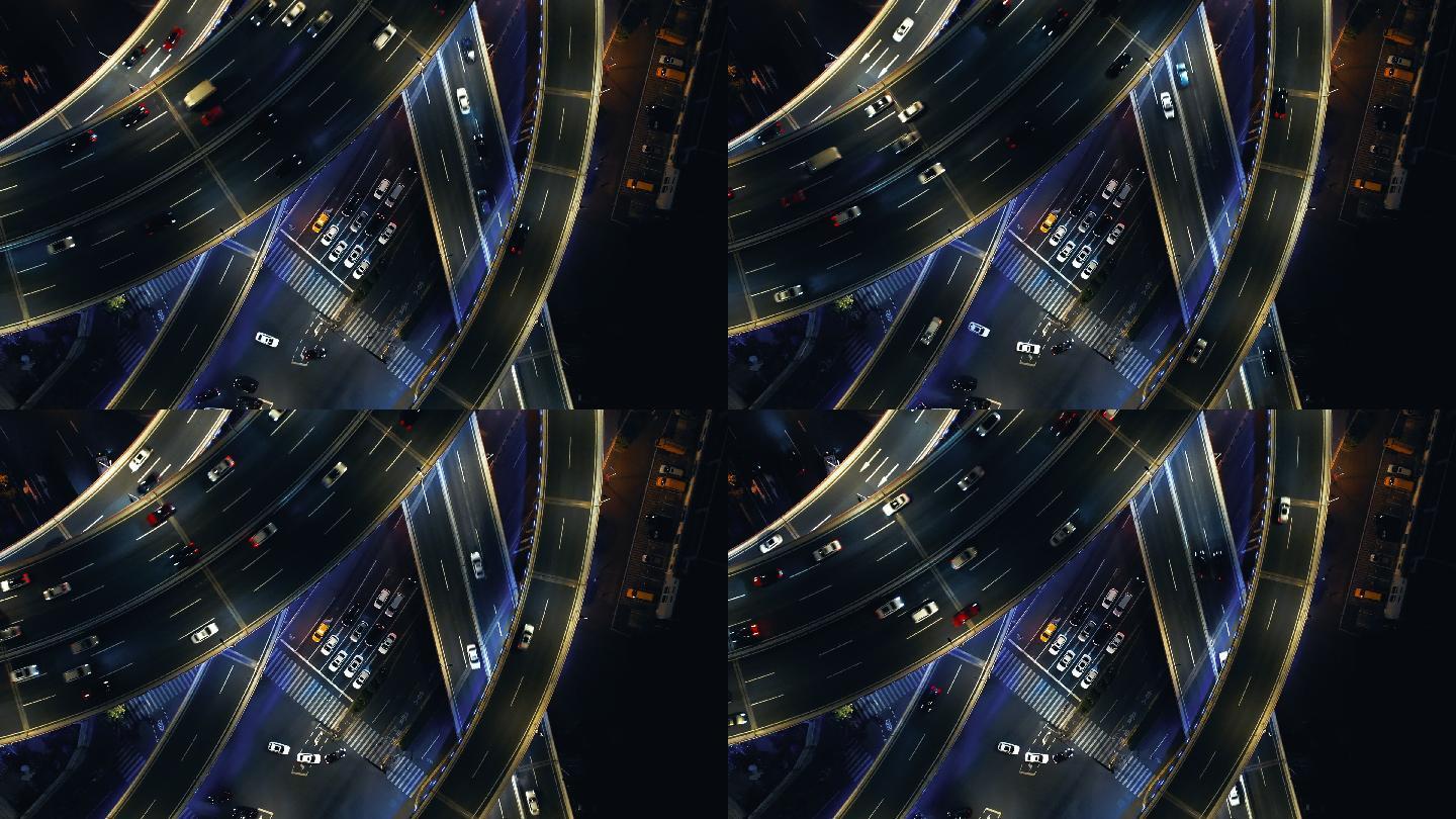 天桥和夜间城市交通的T/L无人机视角