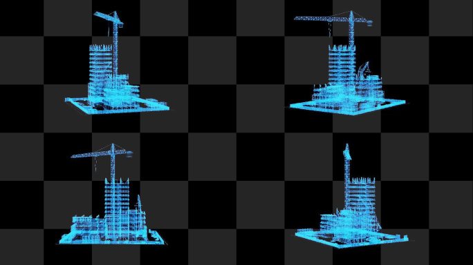 全息投影线框科技粒子建筑工地素材带通道