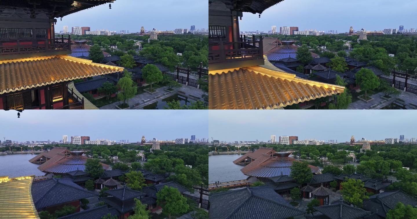 上海松江广富林文化遗址夜景航拍