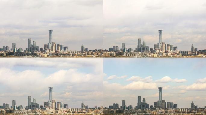 北京国贸城市风光广角固定机位白昼延时摄影