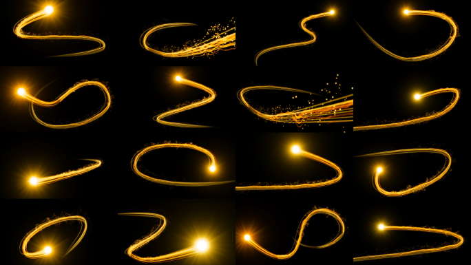 20款金色光线粒子路径动画
