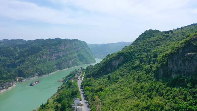 4k航拍长江山峡自然风光