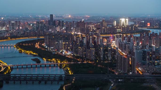 沈阳长白岛全景夜景航拍